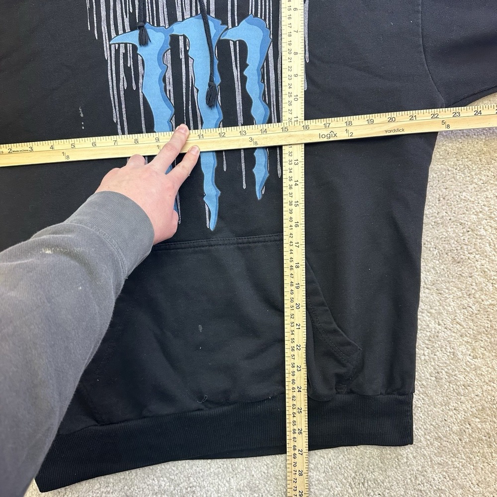 Vtg Y2K 2000s Monster Energy Drink Logo Pullover Hoodie Mens Large Sleeve Print - Picture 9 of 10